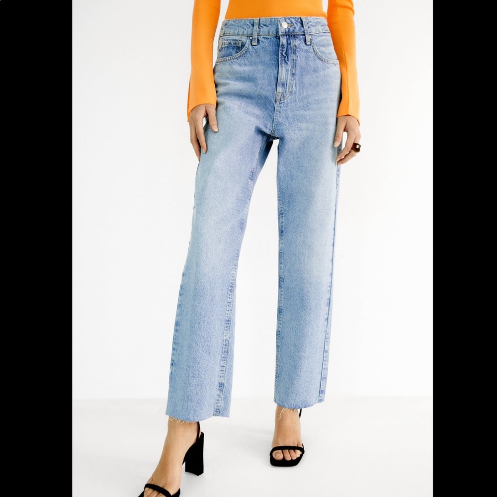 Zara high rise straight leg jeans